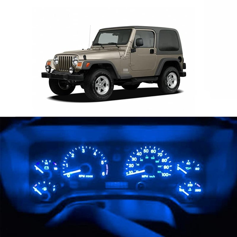 WLJH Ice Blue Instrument Panel Cluster Speedometer Tach Gauge Odometer Oil Temp Dashboard Indicator Light Bulb Led Package for Jeep Wrangler TJ 20012006